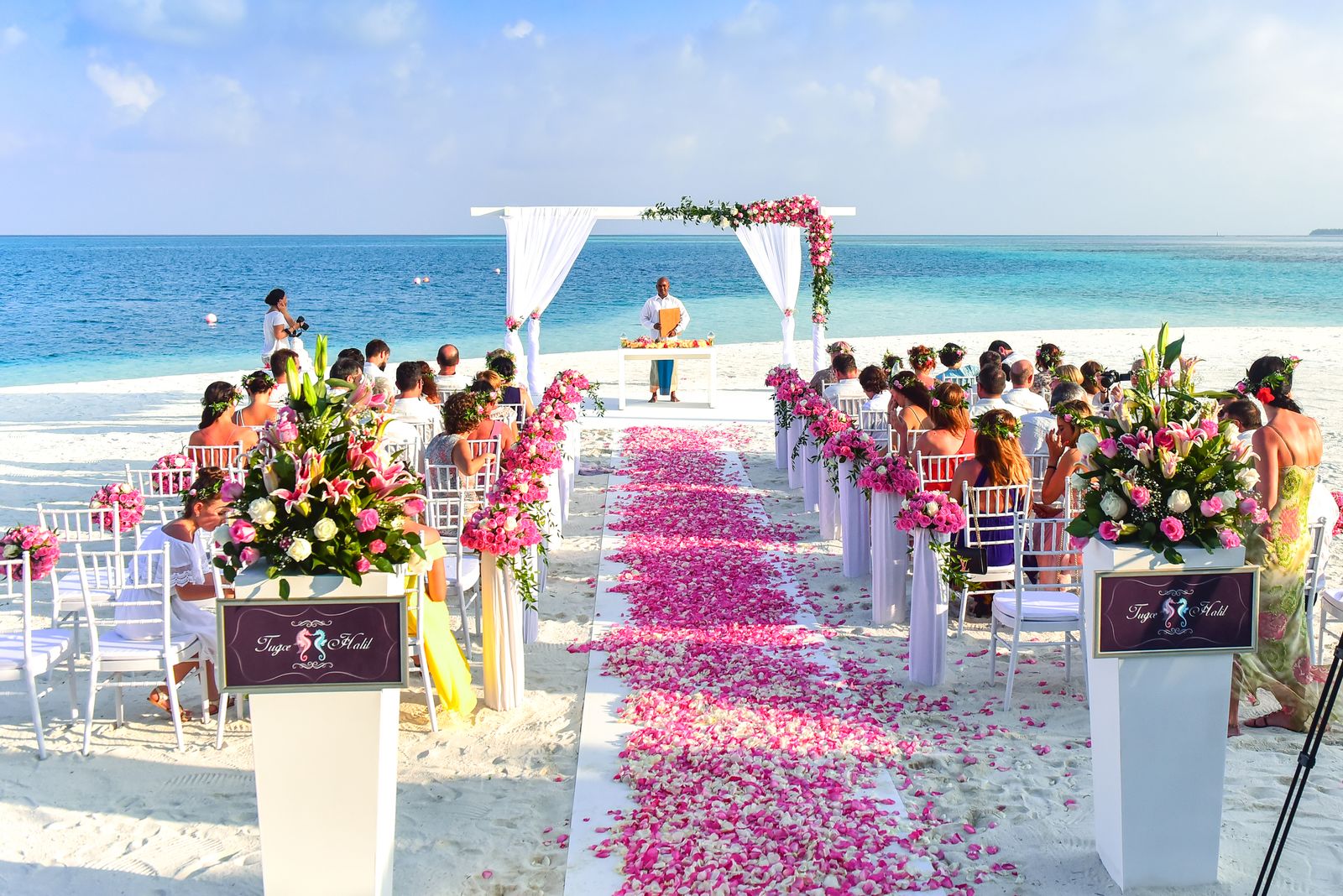 Elegant outdoor wedding seating arranged for a luxury destination wedding weekend
